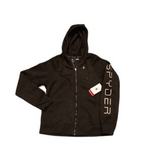 Spyder Women's  Hoodie Full Zip Hoodie Black Logo Sleeve Sweatshirt Medium NWT